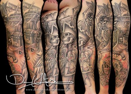 Tattoos - Pirate Skeleton Full Sleeve Tattoo - 70220